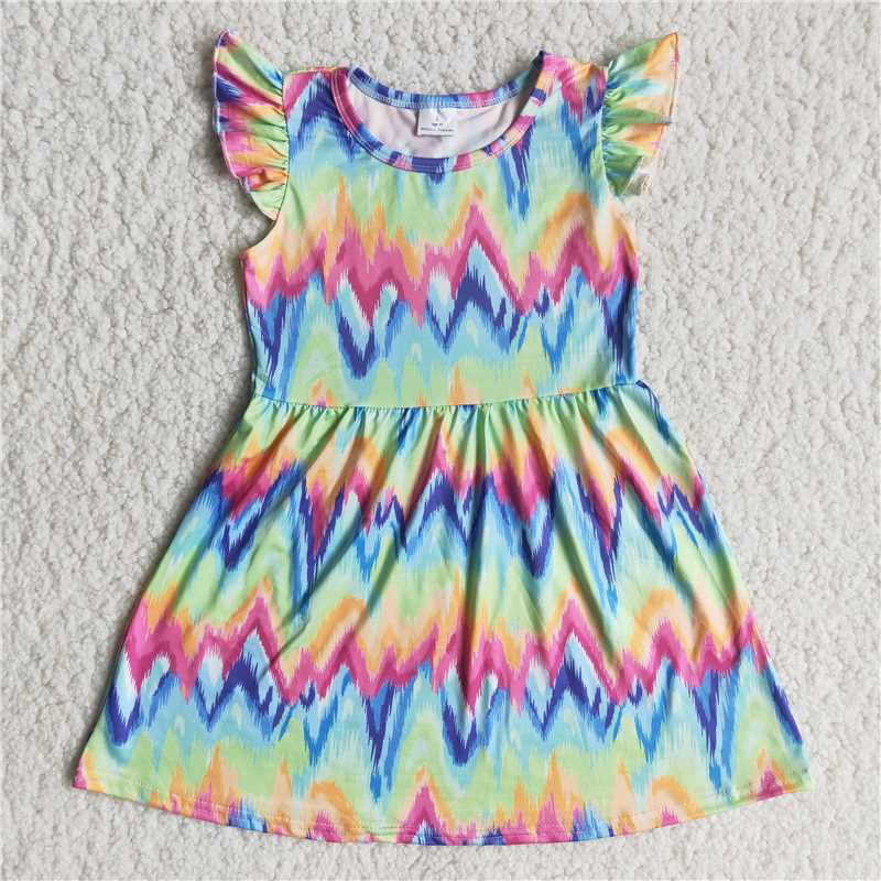 C6-2-1  Summer girls' new colorful tie-dye print dress