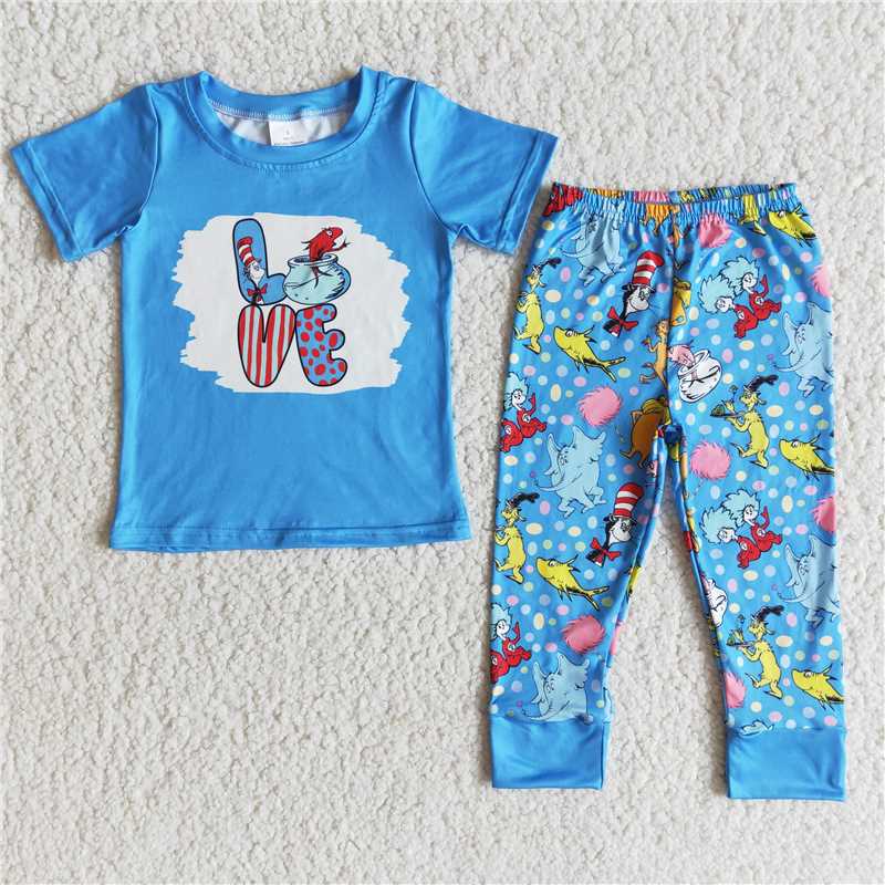 RTS kids clothes blue cute boy bell pants sets toddler boy clothes baby clothing sets