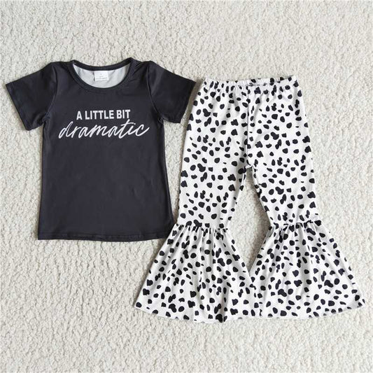 2022 new design infant girl's short sleeve leopard pattern bells outfit kids clothing child boutique baby kids clothes