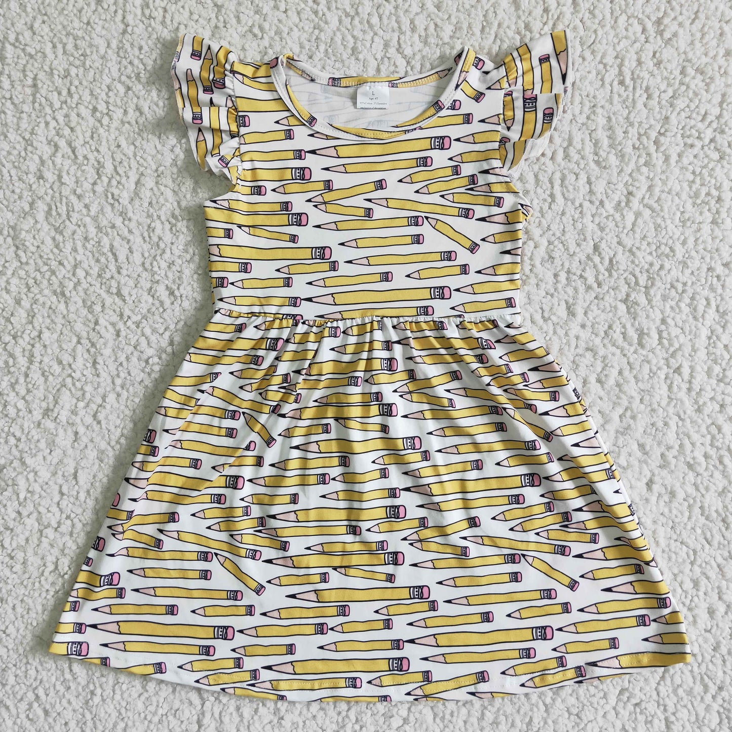 BC0001  Pencil Print Yellow Dress