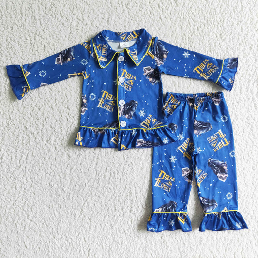 6 C6-37 Girls XPRESS Blue Long Sleeve Pajama Set