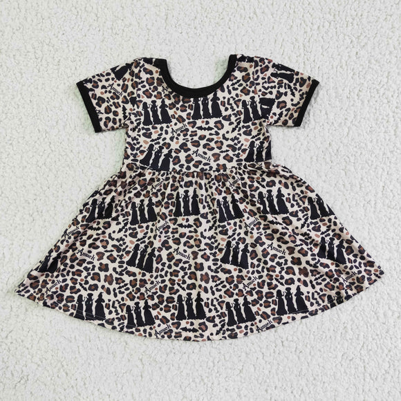 GSD0105    girls halloween hocus pocus leopard print short sleeve dress