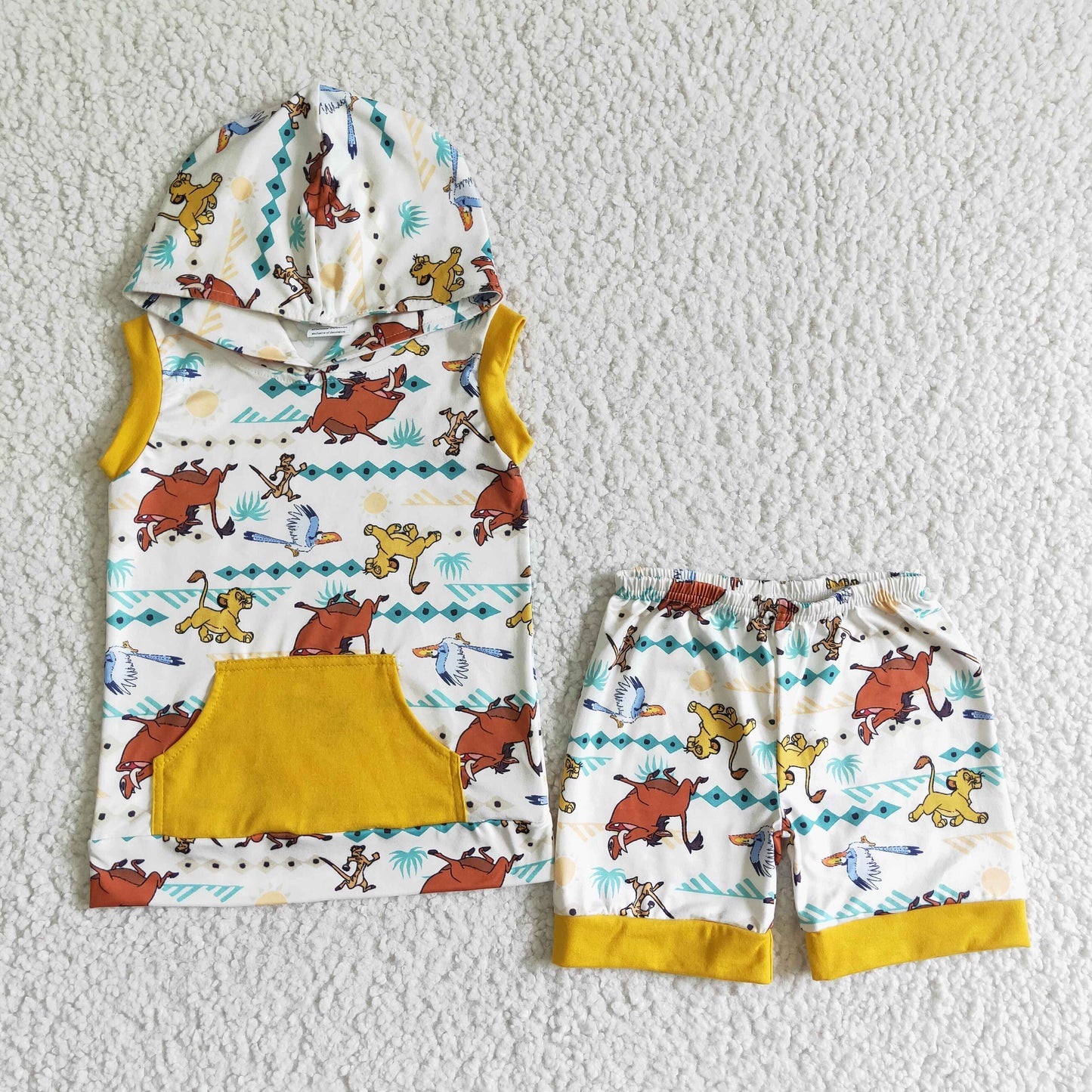 BSSO0039  New Anime Movie Print Pocket Sleeveless Hoodie with Printed Shorts