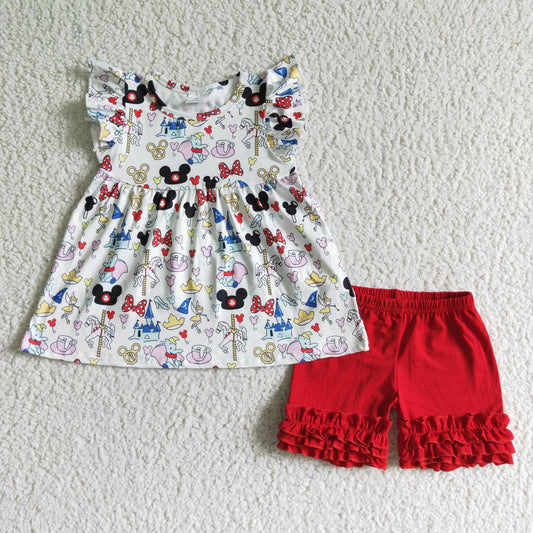 A15-22   Girls Mickey Short Sleeve Shorts Suit