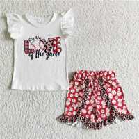 C9-20 White Letter Short Sleeves with Red Leopard Shorts suit