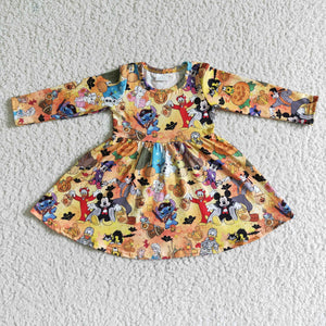 GLD0015  Girls Halloween Disney Mickey Long Sleeve Dress