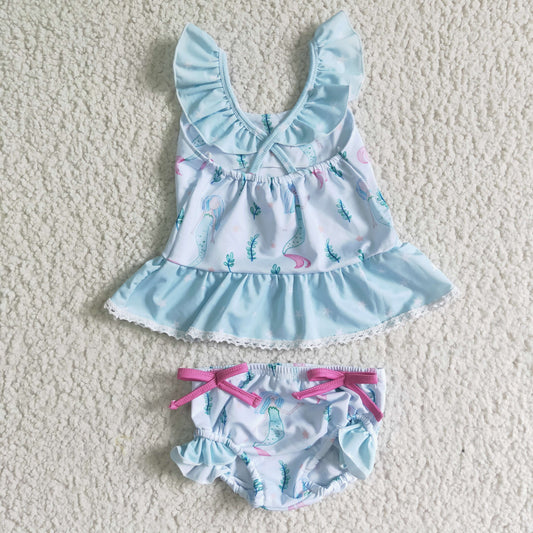 S0028 Girls Mermaid Bikini Swimsuit Set