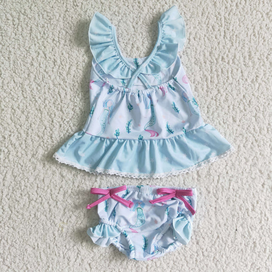 S0028 Girls Mermaid Bikini Swimsuit Set