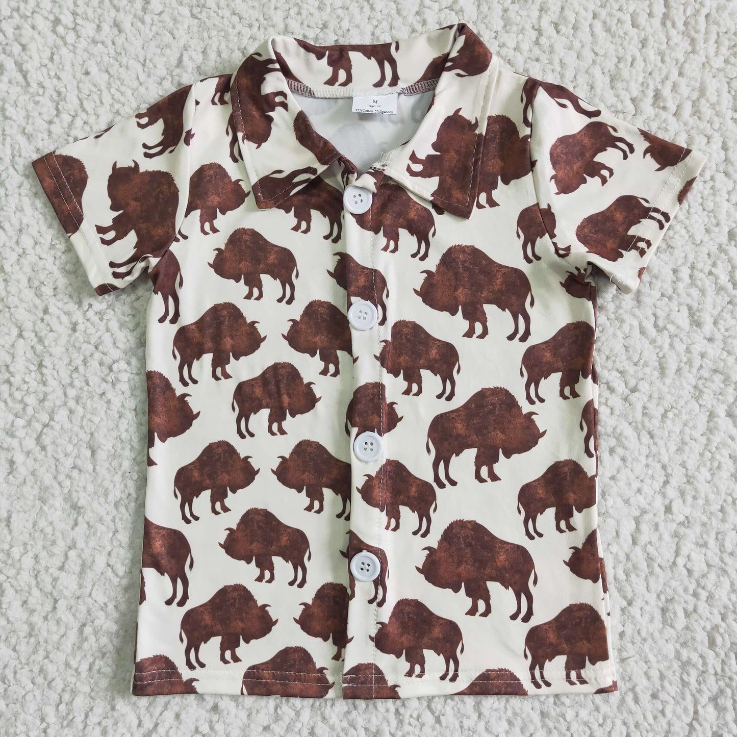 BT0004  Cow Print White Short Sleeve Top