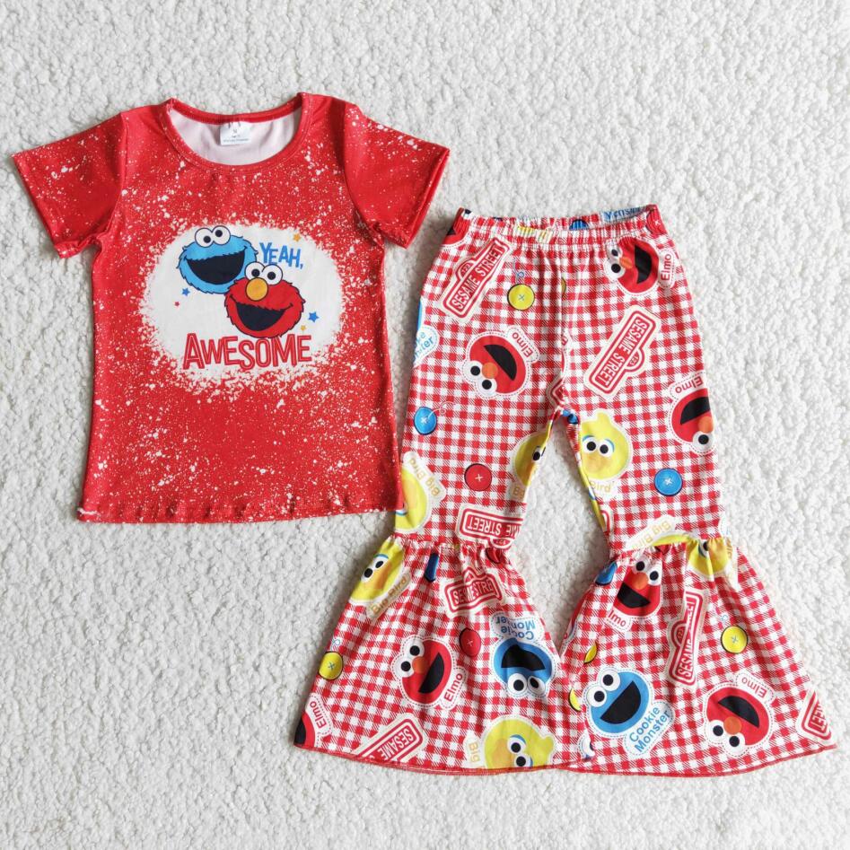 Yeah awesome short sleeve top baby bell bottoms children clothing girls' clothing NO MOQ boutique baby outfit baby girl clothes