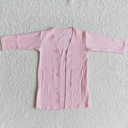 Boutique new cardigan sweaters for girls solid pink color cute cardigan baby with pockets soft comfortable spring kid girl's clothing