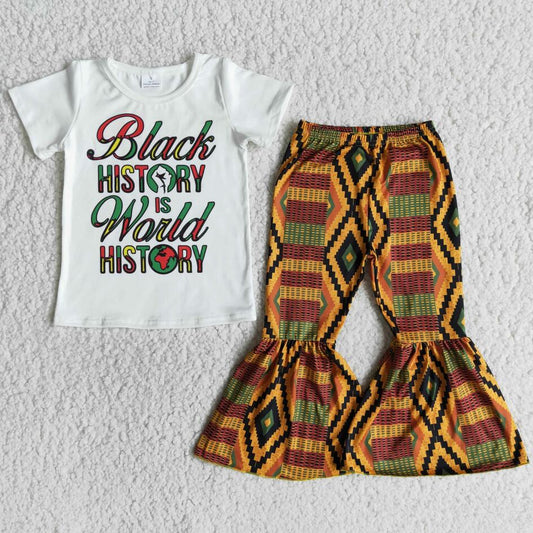 Black history is world history white T-shirt wholesale RTS no MOQ toddler clothes kids clothing baby clothes kids clothing sets