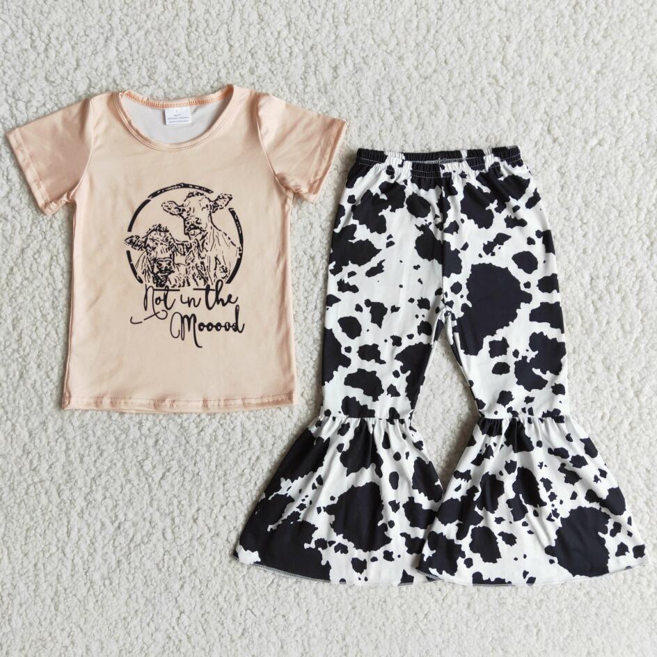 heifer short sleeve 2pc toddler clothes RTS wholesale no MOQ kids boutique clothing baby bell bottom outfits baby girl clothes