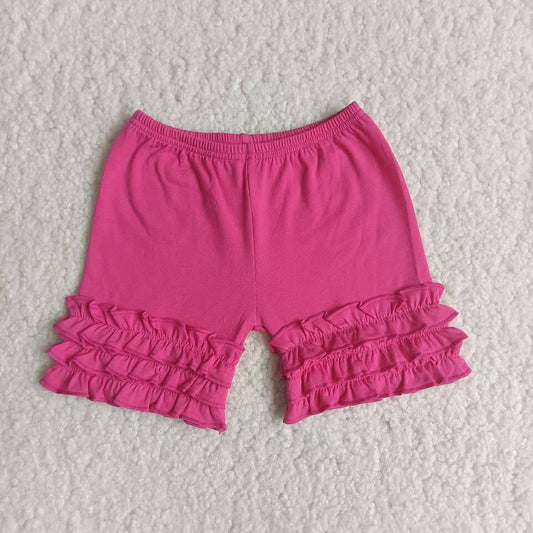 Cotton ruffle shorts boutique clothing for baby girls solid rose red shorts for summer clothes kids clothing for child