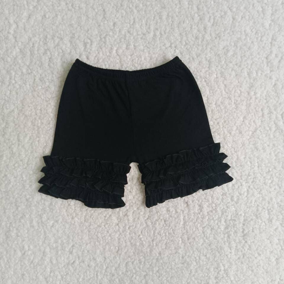 Cotton ruffle shorts boutique clothing for baby girls solid black shorts for summer clothes kids clothing for child