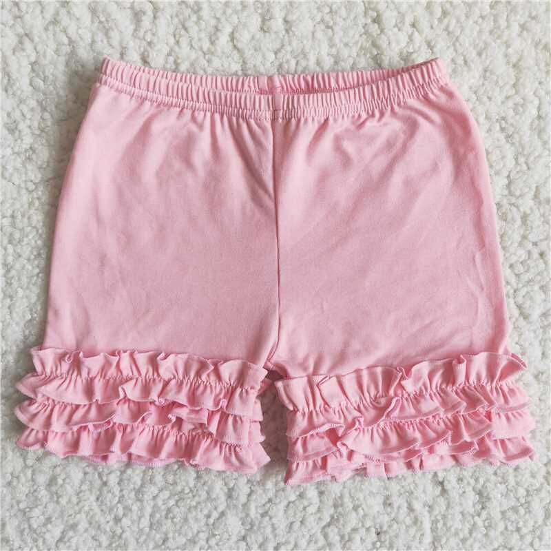 Cotton ruffle shorts boutique clothing for baby girls solid pink shorts for summer clothes kids clothing for child