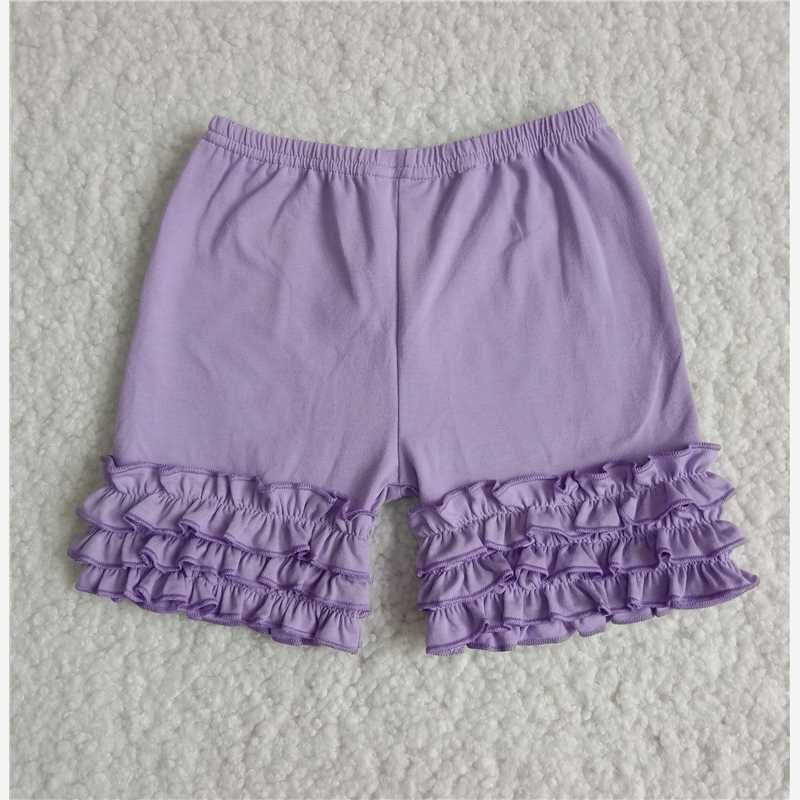 Cotton ruffle shorts boutique clothing for baby girls solid purple shorts for summer clothes kids clothing for child