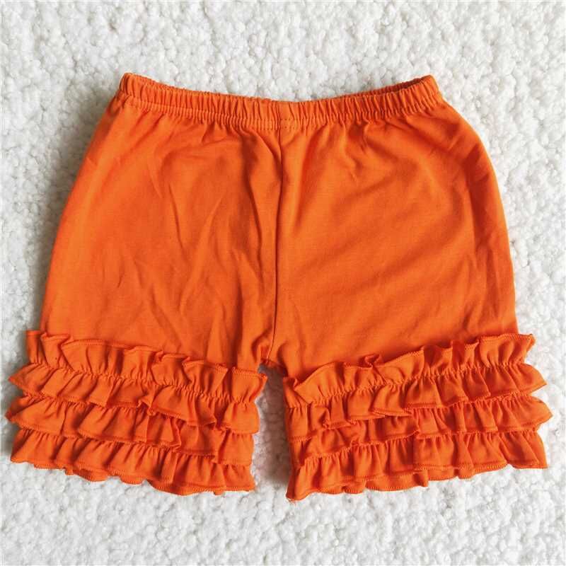 Cotton ruffle shorts boutique clothing for baby girls solid orange shorts for summer clothes kids clothing for child