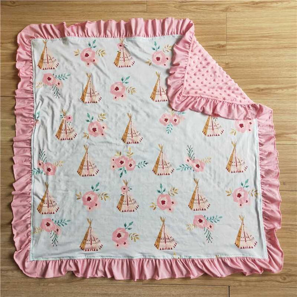 newest hot sale beautiful cartoon cute baby blankets soft blanket toddler kids ruffle blanket