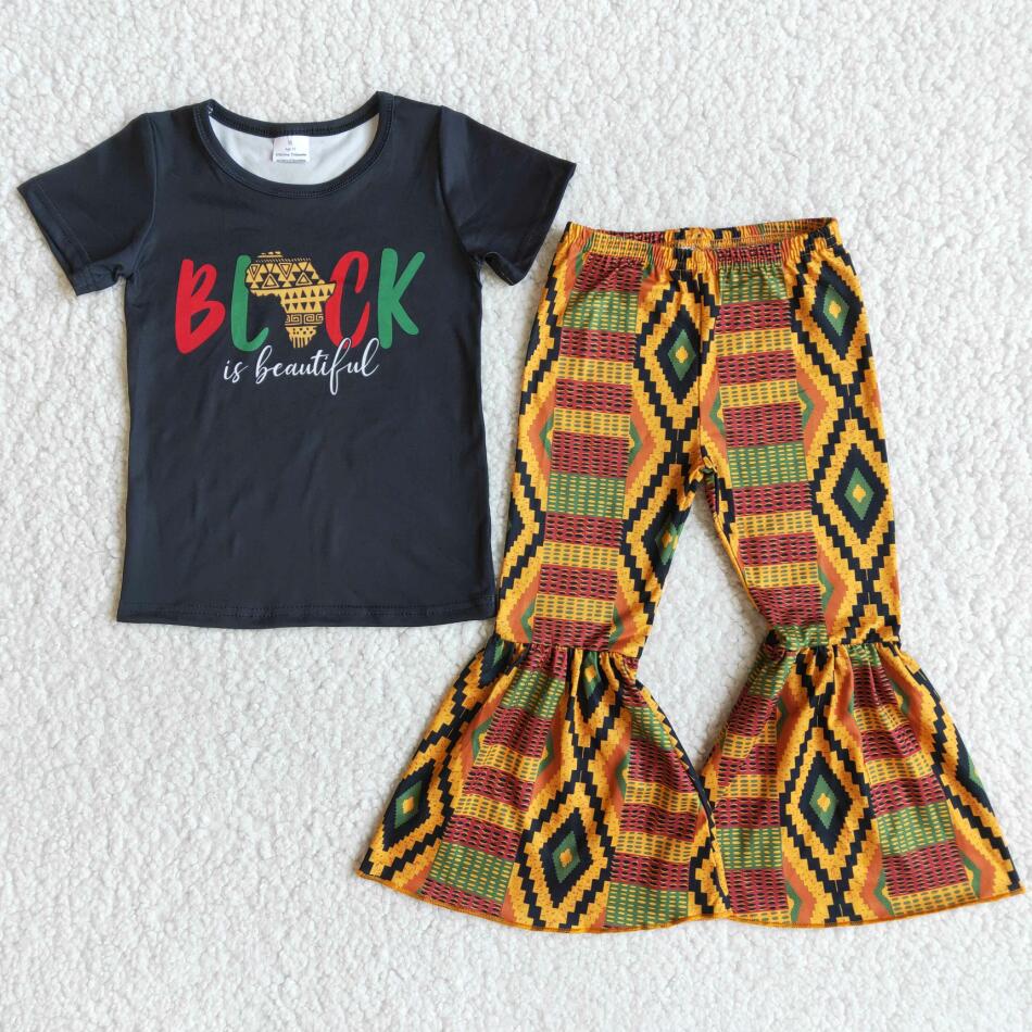 Black History wholesale kids clothing girls boutique clothing sets toddler girl clothing bell pant clothing