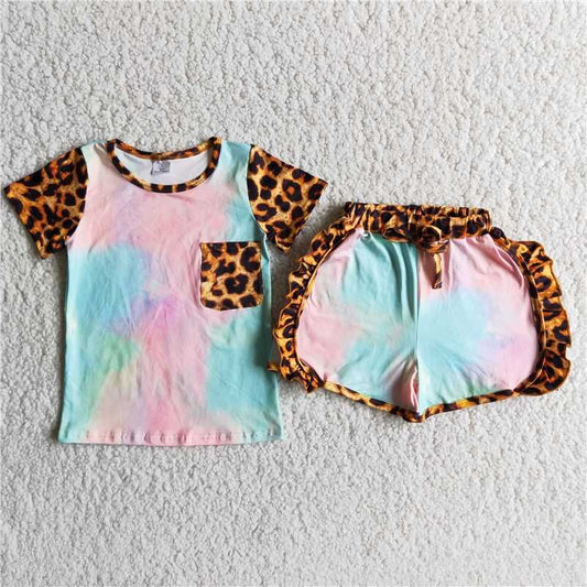 RTS girls clothes new arrive tie dye pocket kids clothing sets lovely toddler girl clothes