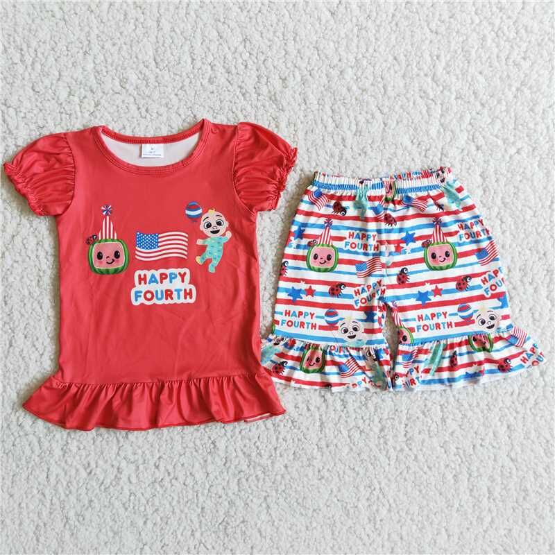 RTS girls clothes new arrive 4th of july kids clothing sets lovely toddler baby girl clothes