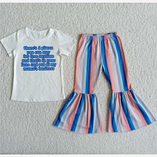 infant toddle girls short sleeve top stripe bell bottom pants outfits children girls spring summer clothing baby outfit