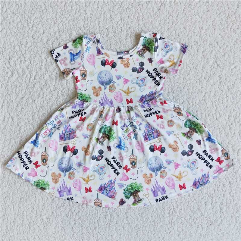 new arrive boutiques summer dress for cute baby girl short sleeve twirl dresses kids boutique clothing children's clothes