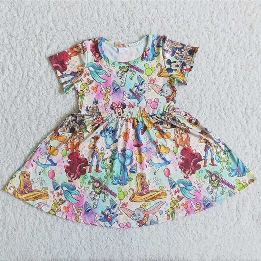 popular boutiques summer dress cute girl short sleeve twirl dresses kids boutique clothing children's clothes