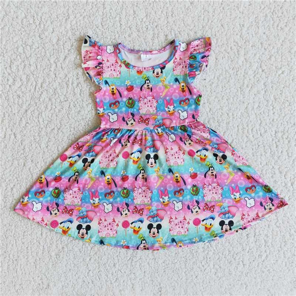 popular new arrive boutiques summer dress cute girl short sleeve twirl dresses kids boutique clothing children's clothes