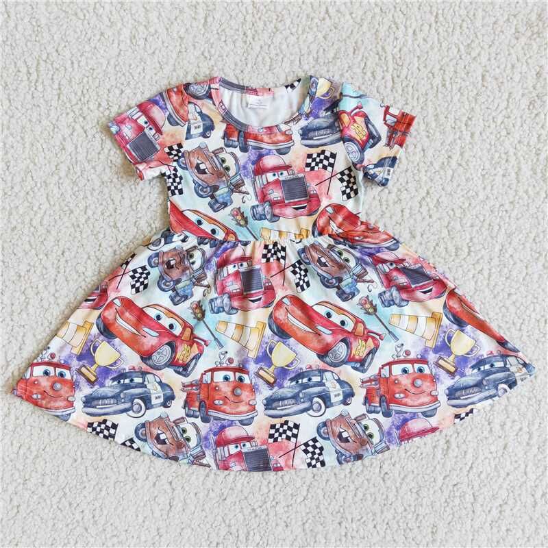 popular new arrive boutiques summer short sleeve twirl dresses kids boutique clothing children clothes