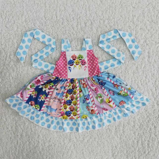 boutiques summer lovely baby girl short sleeve twirl dresses cute kids party wear boutique clothing