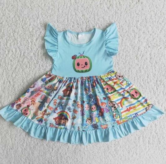 boutiques summer lovely little girl short sleeve twirl dresses cute kids party wear boutique clothing