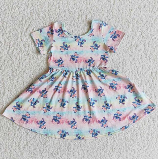 popular new arrive boutiques summer short sleeve twirl dresses cute kids boutique clothing children clothes