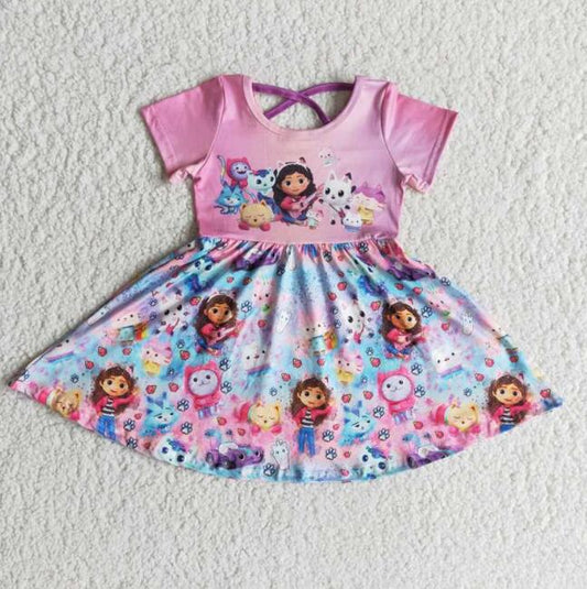 popular new arrive boutiques summer lovely short sleeve twirl dresses cute kids boutique clothing children clothes