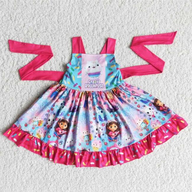 boutiques summer lovely little girl short sleeve twirl dresses cute baby kids boutique clothing