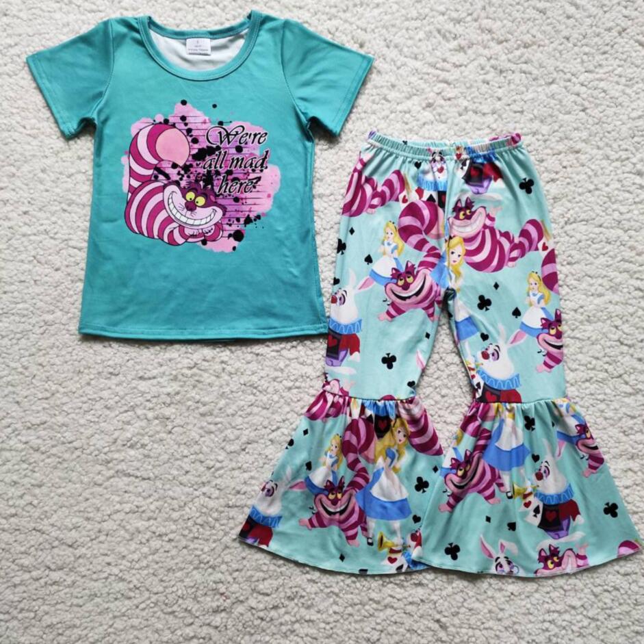 New arrival blue girls boutique clothing sets wholesale RTS NO MOQ kids little girls clothing sets clothes for kids