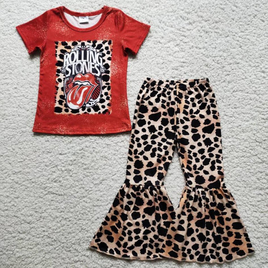 toddle girls short sleeve top bell bottom pants outfits children girls spring summer leopard clothing cute baby outfit