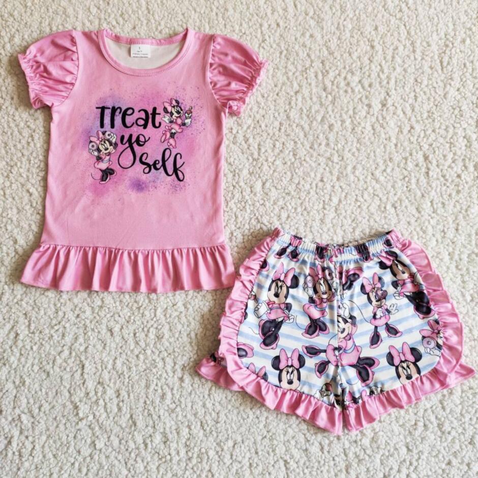 RTS new arrive girls clothes cute lovely girl pink summer wear kids clothing sets toddler baby girl outfit