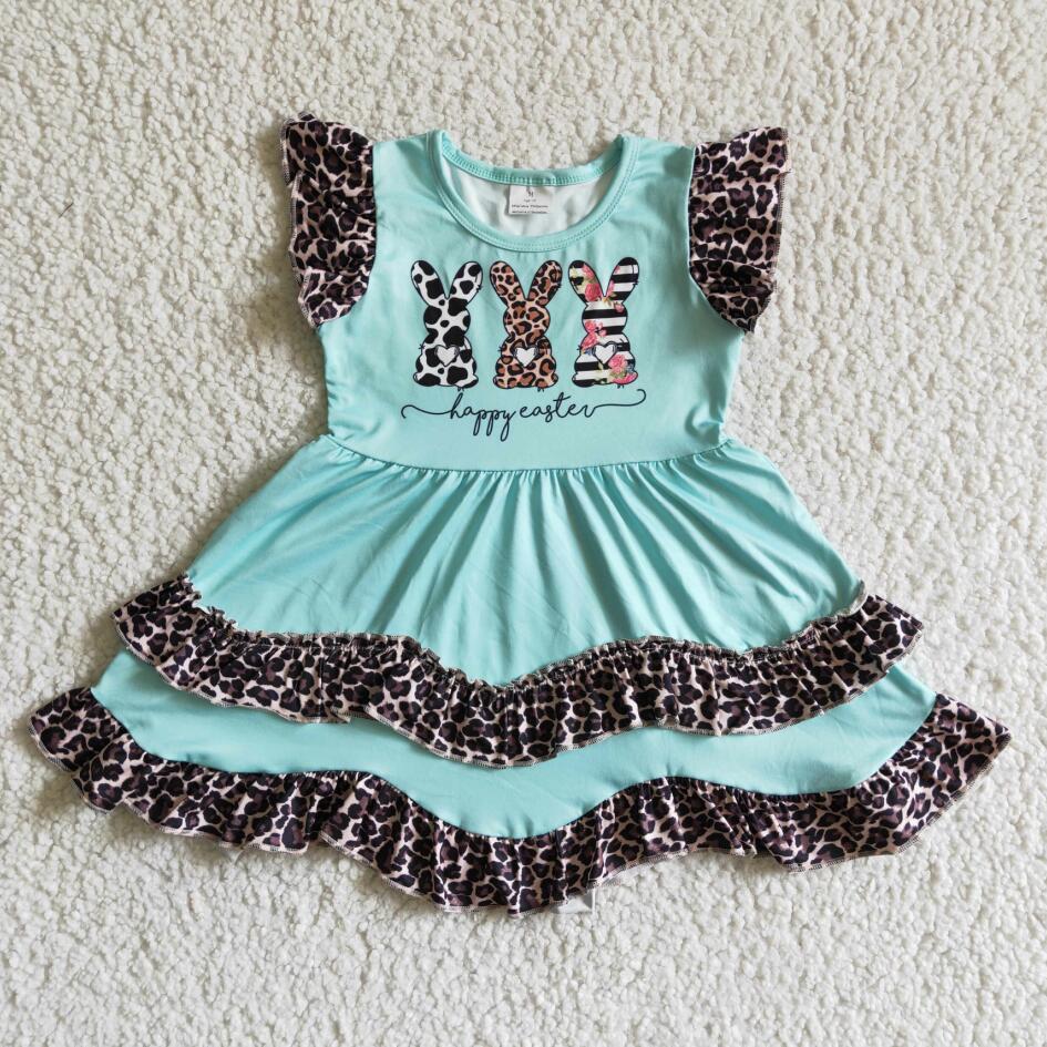 EC0006 EASTER HOLIDAY BUNNY LEOPARD DRESS