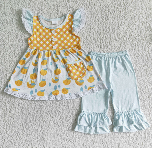 GSD0074 Lemon Pattern White Short Sleeve Dress