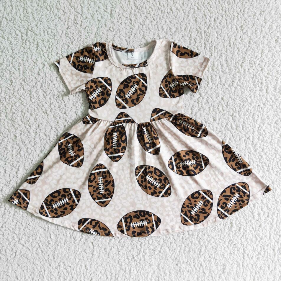 GSD0092 Summer Girls Football Leopard Dress