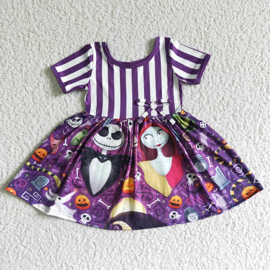 GSD0108 Baby Girls Hallowmas Cartoon Short Sleeve Dress