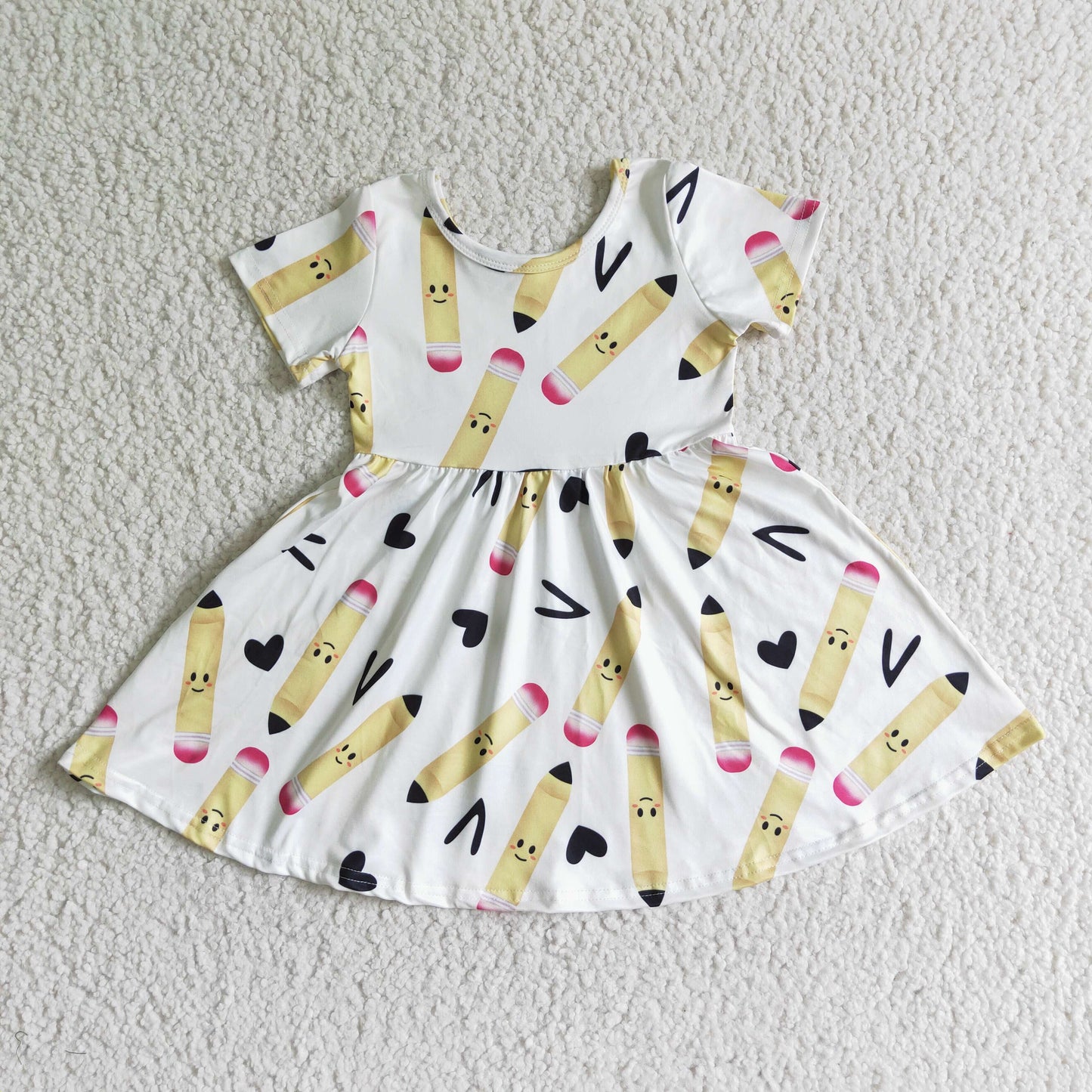 GSD0089    Girls Yellow Pencil Short Sleeve Dress