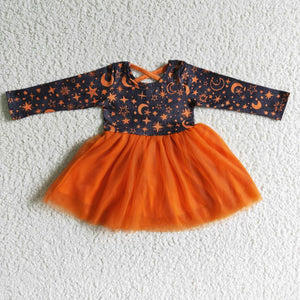 GLD0017 Baby Girls Halloween Tulle Long Sleeve Dress