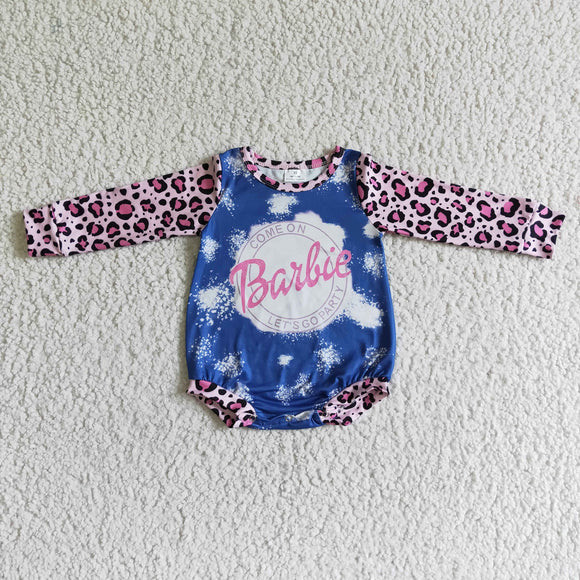 LR0021  Girls Blue Barbie Long Sleeve Bodysuit