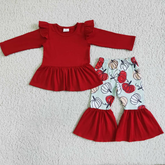 GLP0039 Red Cotton Top Pumpkin Pants Outfit