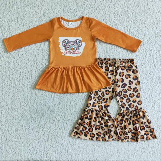 GLP0115 Kids Girls Fall Vibes Orange Pumpkin Outfit