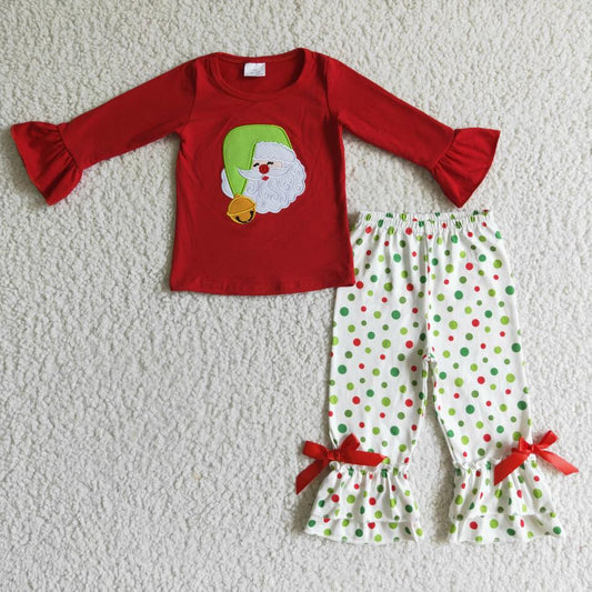 GLP0099 Christmas Girls Santa Polka Dots Outfit