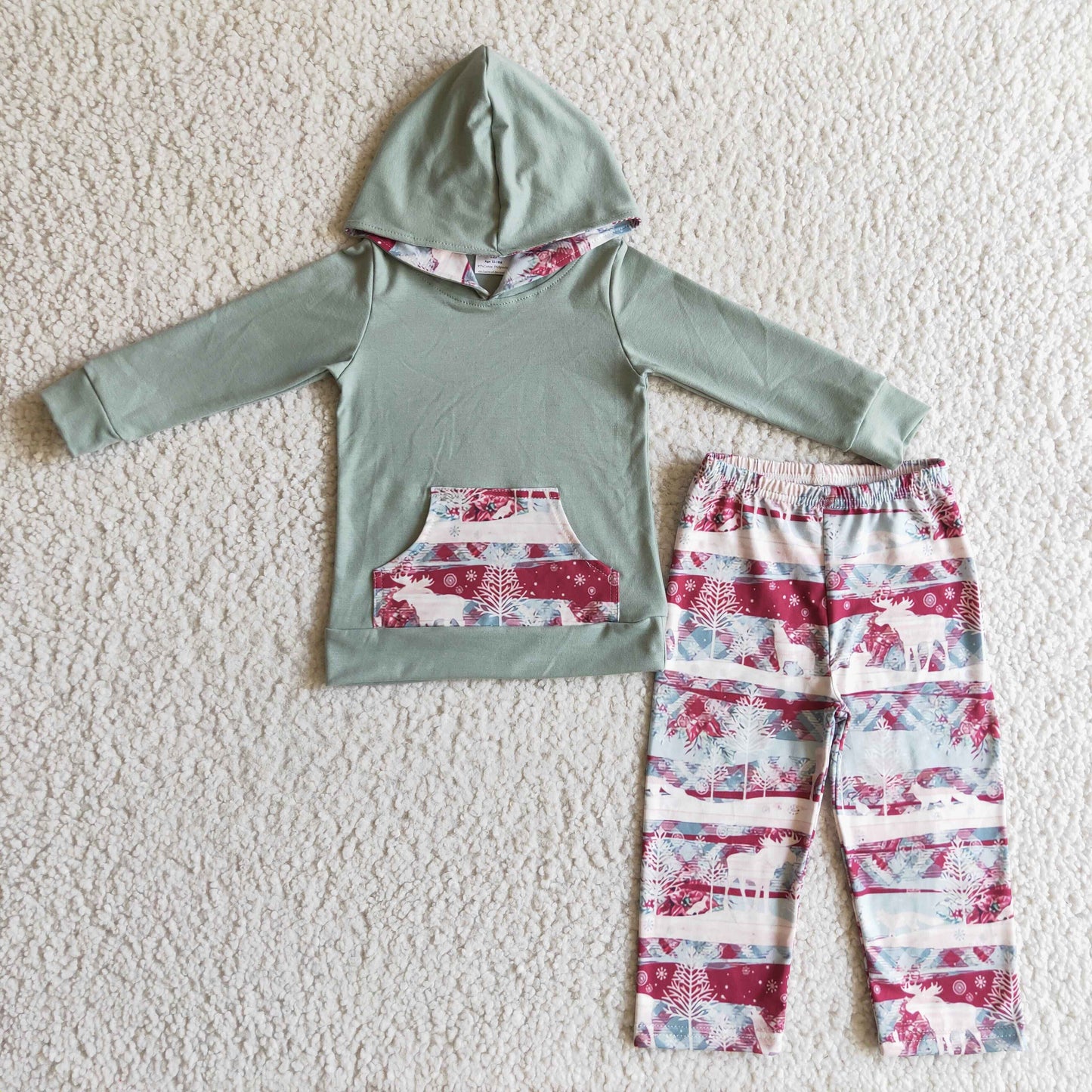 BLP0102 boys  hooded top with pants Christmas set